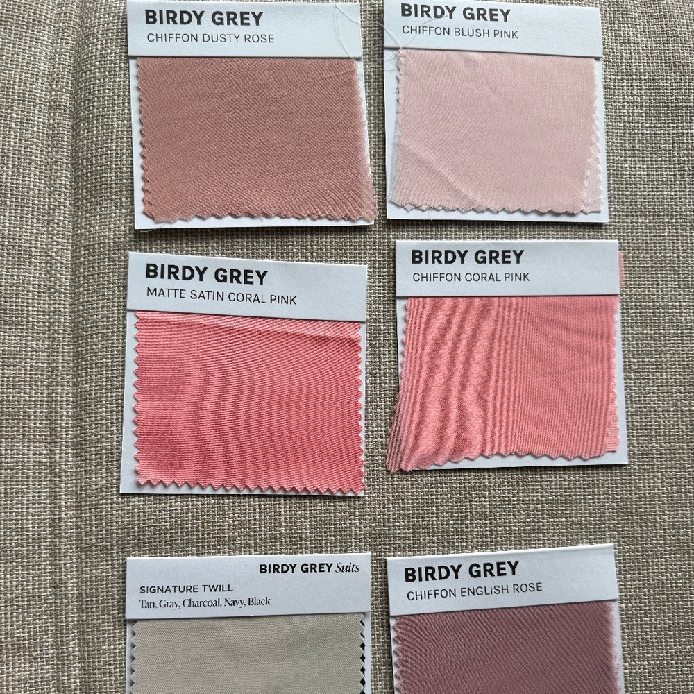 Birdy grey bridesmaid swatches